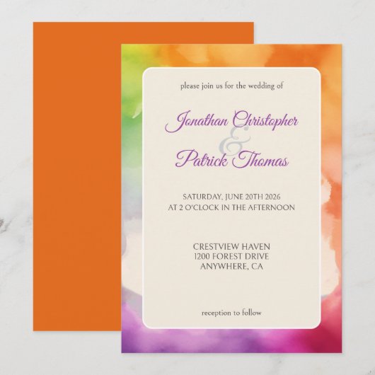 LGBTQ Pride Wedding Love is liefde regenboog Aankondiging (Voorkant / Achterkant)