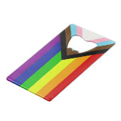 LGBTQ+ Prioriteit Creditkaart Flessenopener (Voorkant Gekanteld)