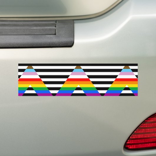 LGBTQ Progress Ally Pride Flag Bumpersticker (Op auto)