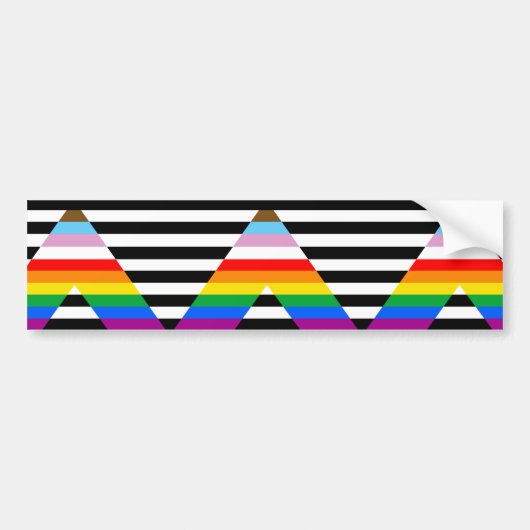LGBTQ Progress Ally Pride Flag Bumpersticker (Voorkant)