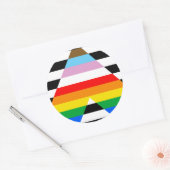 LGBTQ Progress Ally Pride Flag Ronde Sticker (Envelop)