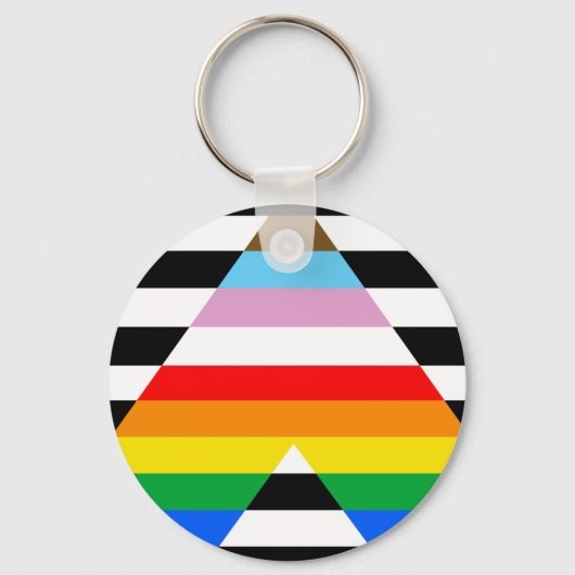 LGBTQ Progress Ally Pride Flag Sleutelhanger (Voorkant)