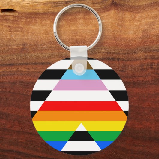 LGBTQ Progress Ally Pride Flag Sleutelhanger (Voorkant)
