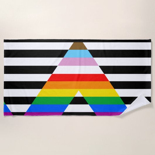 LGBTQ Progress Ally Pride Vlag Strandlaken (Voorkant)