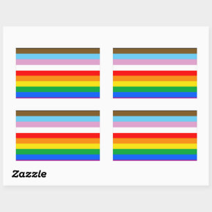LGBTQ+ Progress Flag Strepen Rechthoekige Sticker