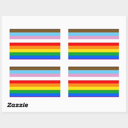LGBTQ+ Progress Flag Strepen Rechthoekige Sticker (Vel)