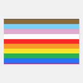 LGBTQ+ Progress Flag Strepen Rechthoekige Sticker (Voorkant)