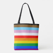 LGBTQ+ Progress Flag Strepen Tote Bag (Achterkant)
