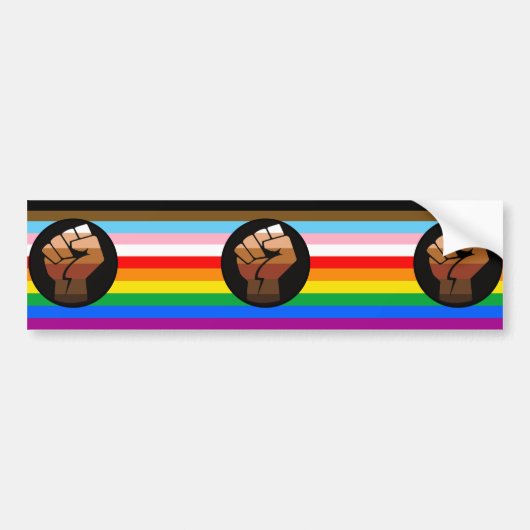 LGBTQ+ Progress POC Pride-vlag Bumpersticker (Voorkant)
