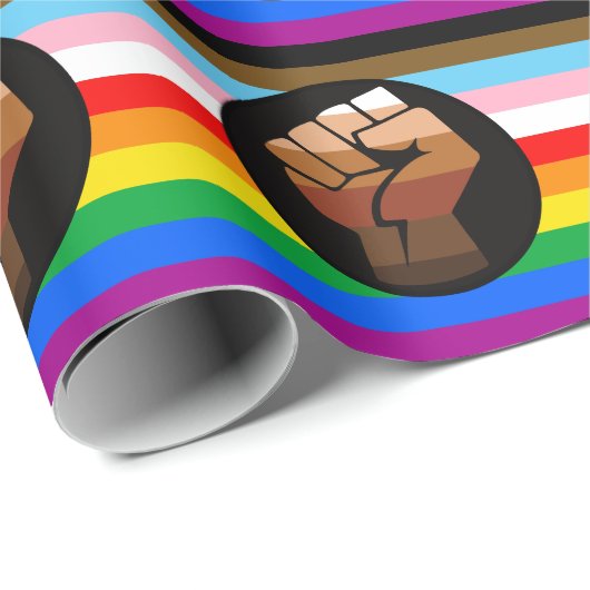 LGBTQ+ Progress POC Pride-vlag Cadeaupapier (Rol Hoek)