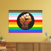LGBTQ+ Progress POC Pride-vlag Canvas Afdruk (Insitu (Woonkamer))