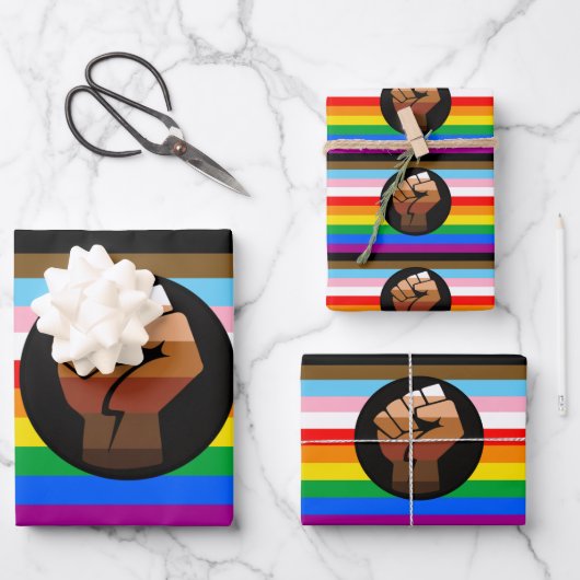 LGBTQ+ Progress POC Pride-vlag Inpakpapier Vel (Voorkant)