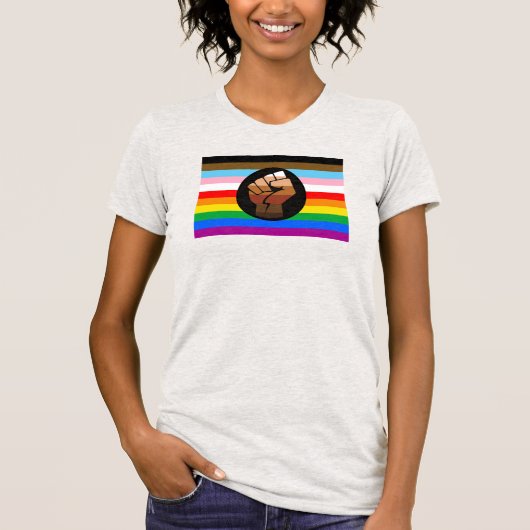 LGBTQ+ Progress POC Pride-vlag T-shirt (Voorkant)