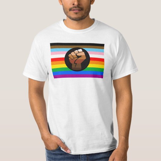LGBTQ+ Progress POC Pride-vlag T-shirt (Voorkant)