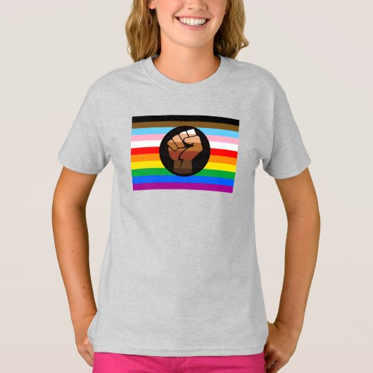 LGBTQ+ Progress POC Pride-vlag T-shirt (Voorkant)