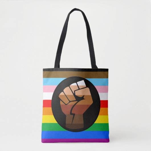 LGBTQ+ Progress POC Pride-vlag Tote Bag (Voorkant)
