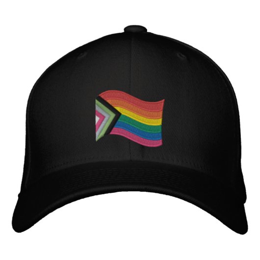 LGBTQ+ Progress Pride Flag Bembroided Baseball Ca Geborduurde Pet (Voorkant)
