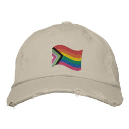 LGBTQ+ Progress Pride Flag Bembroided Baseball Ca Geborduurde Pet