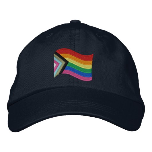 LGBTQ+ Progress Pride Flag Bembroided Baseball Ca Geborduurde Pet (Voorkant)