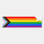 LGBTQ+ Progress Pride Flag Bumpersticker (Voorkant)