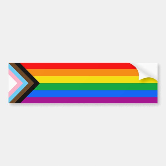 LGBTQ+ Progress Pride Flag Bumpersticker (Voorkant)