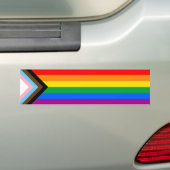 LGBTQ+ Progress Pride Flag Bumpersticker (Op auto)