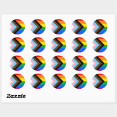 LGBTQ+ Progress Pride Flag Classic Ronde Sticker (Vel)