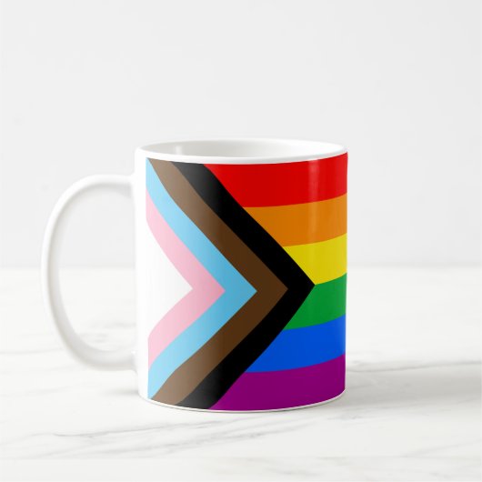 LGBTQ+ Progress Pride Flag Coffee Mok (Links)