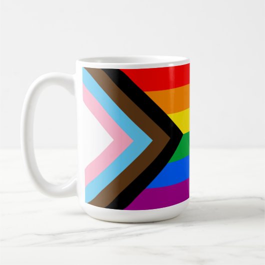 LGBTQ+ Progress Pride Flag Coffee Mok (Links)