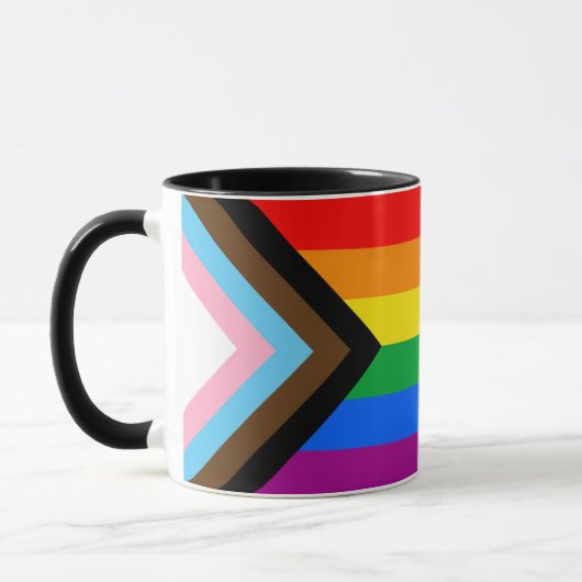 LGBTQ+ Progress Pride Flag Coffee Mok (Links)