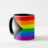 LGBTQ+ Progress Pride Flag Coffee Mok (Voorkant links)