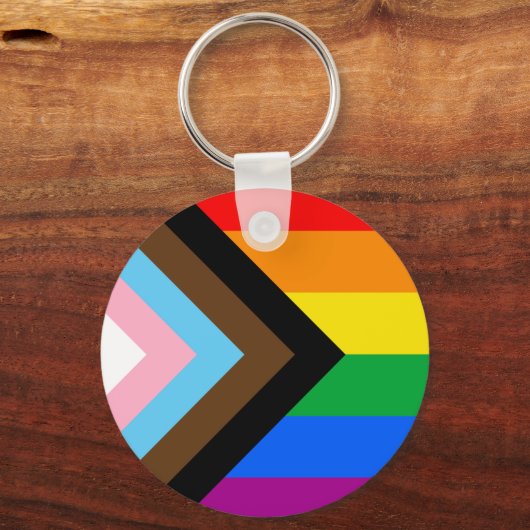 LGBTQ+ Progress Pride Flag Sleutelhanger (Voorkant)