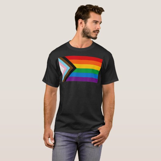 LGBTQ Progress Pride Flag  T-shirt (Voorkant volledig)