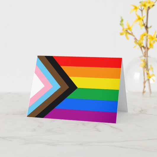 LGBTQ+ Progress Pride Flag Vakantie Kaart (Gele Bloem)