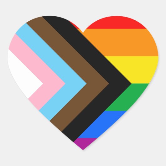 LGBTQ+ Progress Pride Hart Sticker (Voorkant)
