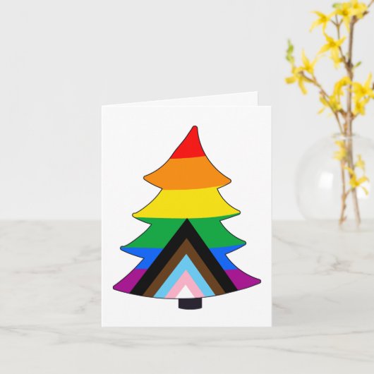 LGBTQ+ Progress Pride Holigay Tree Kaart (Gele Bloem)