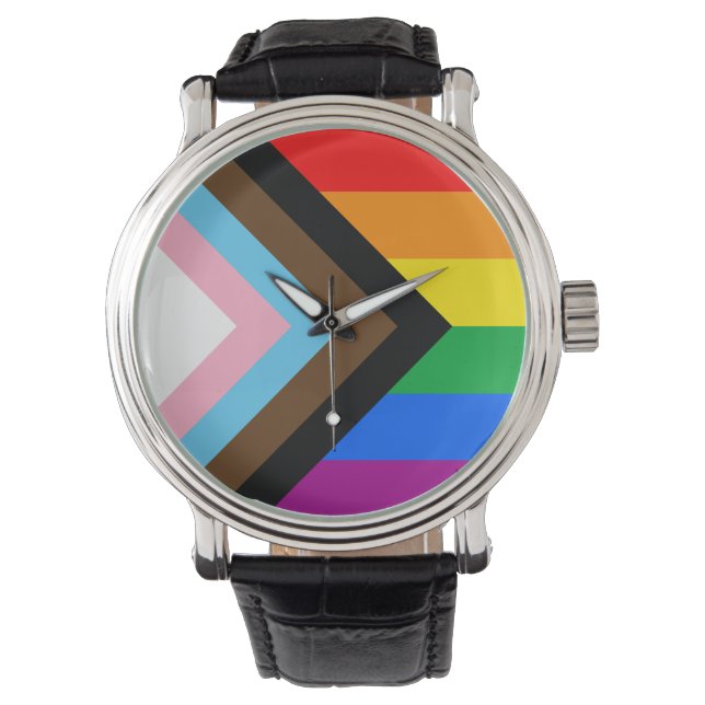 LGBTQ+ Progress Pride Horloge (Voorkant)