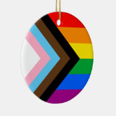 LGBTQ+ Progress Pride Keramisch Ornament (Rechts)