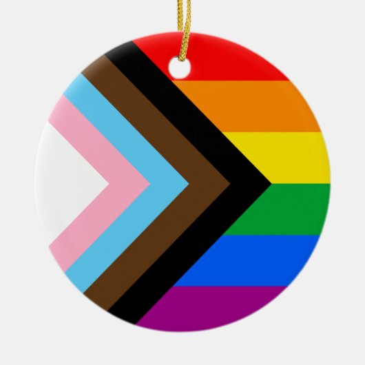 LGBTQ+ Progress Pride Keramisch Ornament (Voorkant)