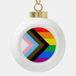LGBTQ+ Progress Pride Keramische Bal Ornament