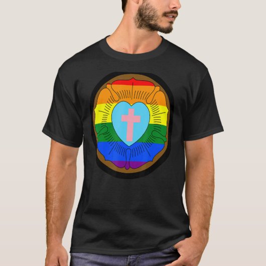 Lgbtq Progress Pride Lutheran Roos Gay Transgender T-shirt (Voorkant)