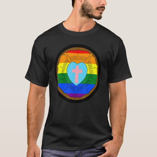 Lgbtq Progress Pride Lutheran Roos Gay Transgender T-shirt (Voorkant)