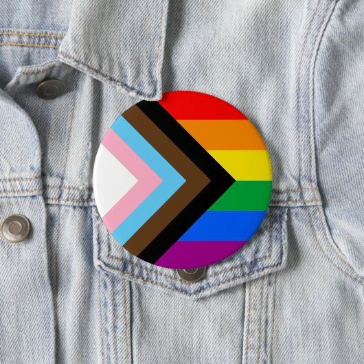 LGBTQ+ Progress Pride Ronde Button 4,0 Cm (In situ)