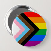 LGBTQ+ Progress Pride Ronde Button 4,0 Cm (Voorkant /achterkant)