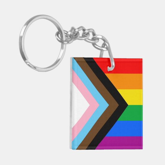 LGBTQ+ Progress Pride Sleutelhanger (Voorkant Links)
