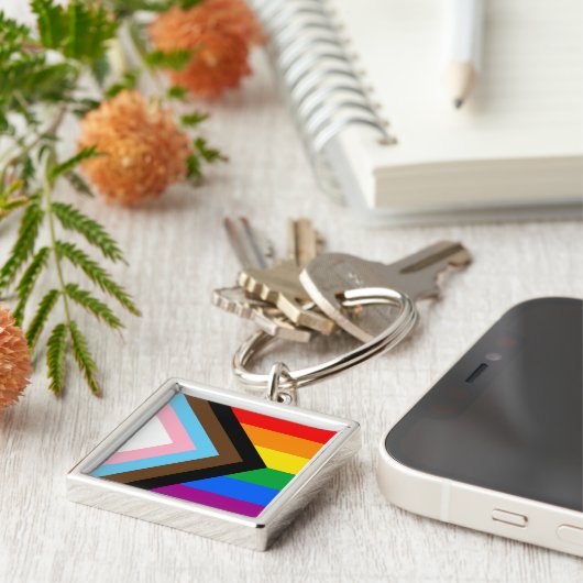 LGBTQ+ Progress Pride Sleutelhanger (Zijkant)