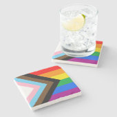 LGBTQ+ Progress Pride Stenen Onderzetter (Zijkant)