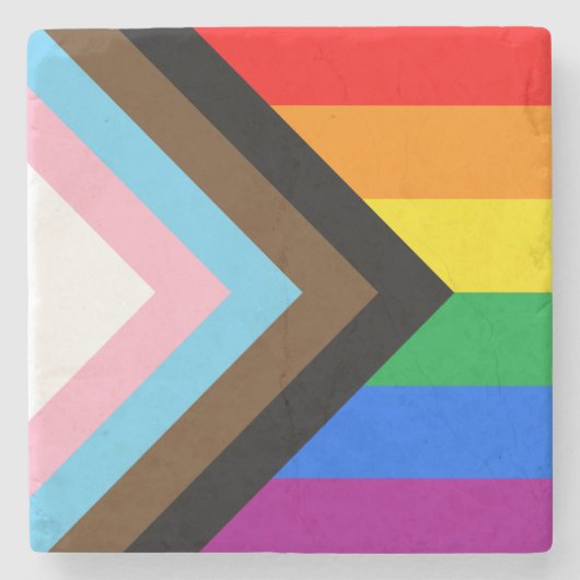 LGBTQ+ Progress Pride Stenen Onderzetter (Voorkant)