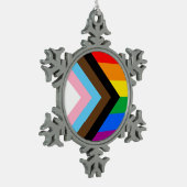 LGBTQ+ Progress Pride Tin Sneeuwvlok Ornament (Links)
