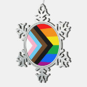 LGBTQ+ Progress Pride Tin Sneeuwvlok Ornament (Rechts)
